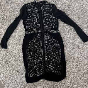 Elegant Black Studded Women's Dress